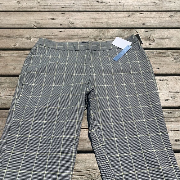 Amanda & Chelsea Plaid Slim Fit Trousers - Black/White/Lime Green Accent Size 10 - Picture 2 of 7